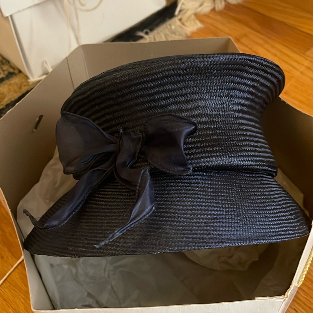 Sherel navy Vintage straw hat